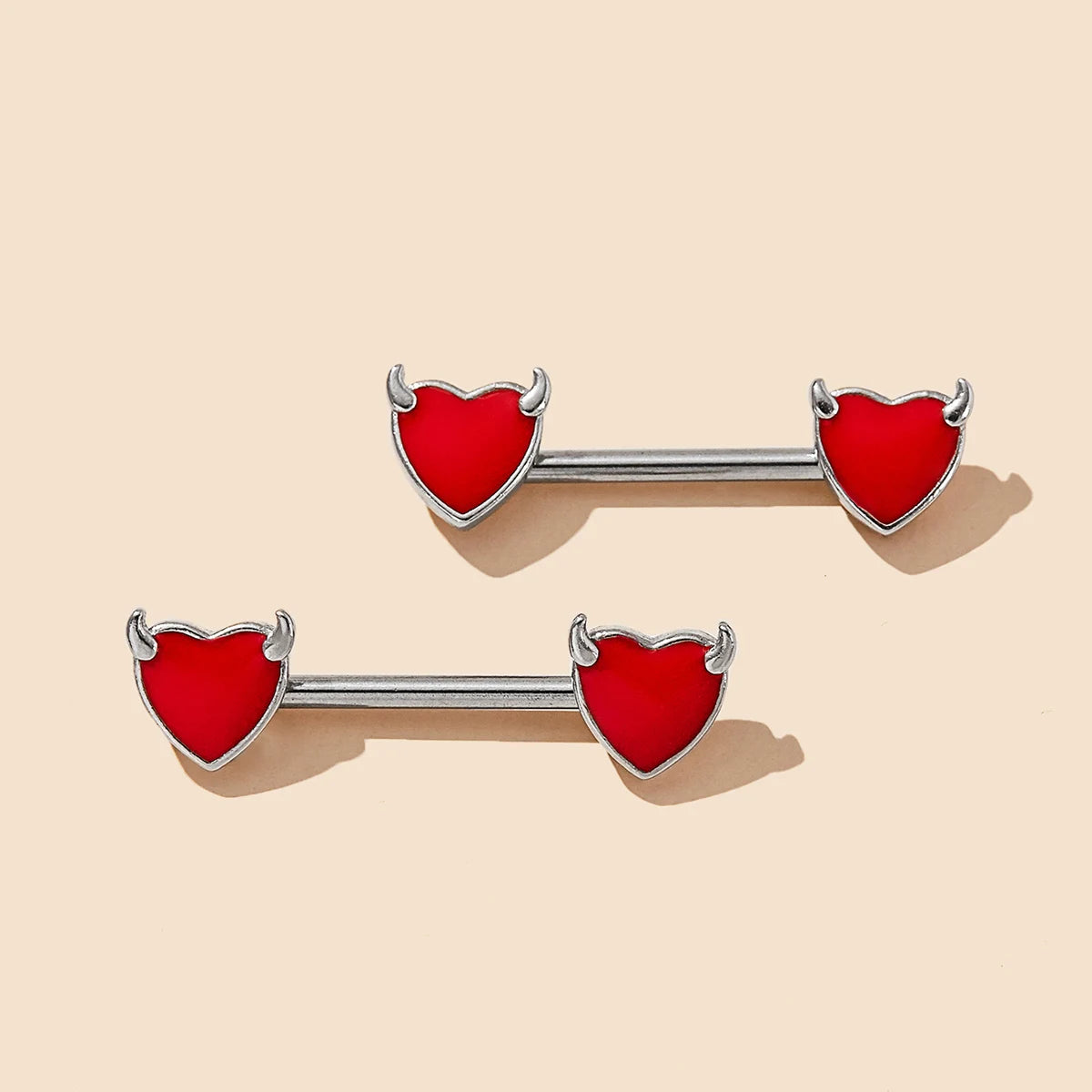 316L Stainless Steel Red Heart-shaped Piercing Nipple Ring a Sexy Piercing Jewelry Worn on the Nipple