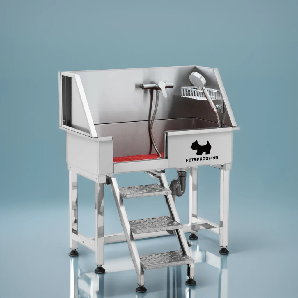 Pet Supplies Luxury 34" Right Door Stainless Steel Dog Pet Spa Bathing Grooming Baths Sustainable Pet Wash Station Dog Wash Sink