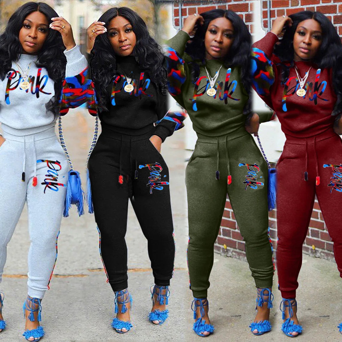 Women's Fall Clothes Ladies Printed t Shirt Fashion Sweatshirt and Leisure Suit Two Piece Pants Sets Women Clothing