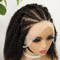 Jerry Curly Pre Braided Wigs 13x4 Lace Front Box Braids Wigs 100% Human Hair Full Handmade Short Bob Wigs Natural Color