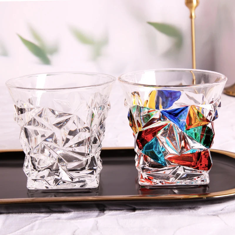 Top Selling Father's Day Gift Set Hand Painted Colors Customized Color Machine Made Crystal Glass Whisky Tumbler 301-400ml
