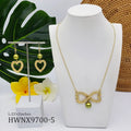 New Arrival Hawaiian Jewelry Necklace Set Wholesale Samoan Gold Hollow Heart Pearls Plumeria Earrings for Women