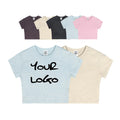 Wholesale Custom Logo O-Neck Casual Sports Vintage Washed Short Sleeve Womens Crop Top T Shirt