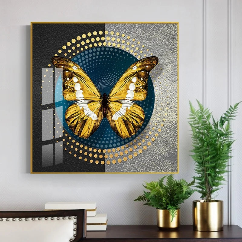 Butterfly Crystal Porcelain Painting Aluminum Alloy Frame Custom Size