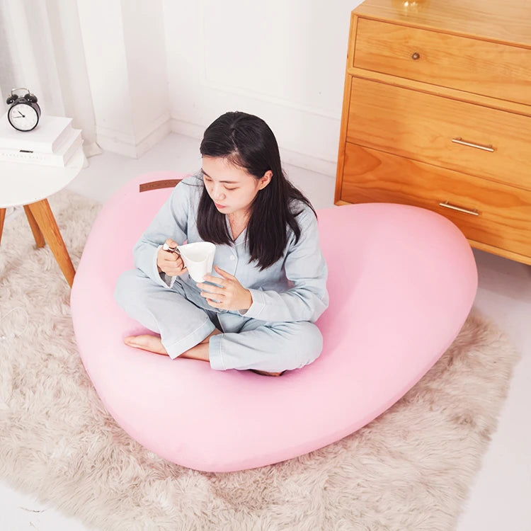 For Luckysac Modern Single Sofa Chair Love Heart Shape Pink Red Bean Bag Fabric Upholstery Family Gift for Living Room Sofas