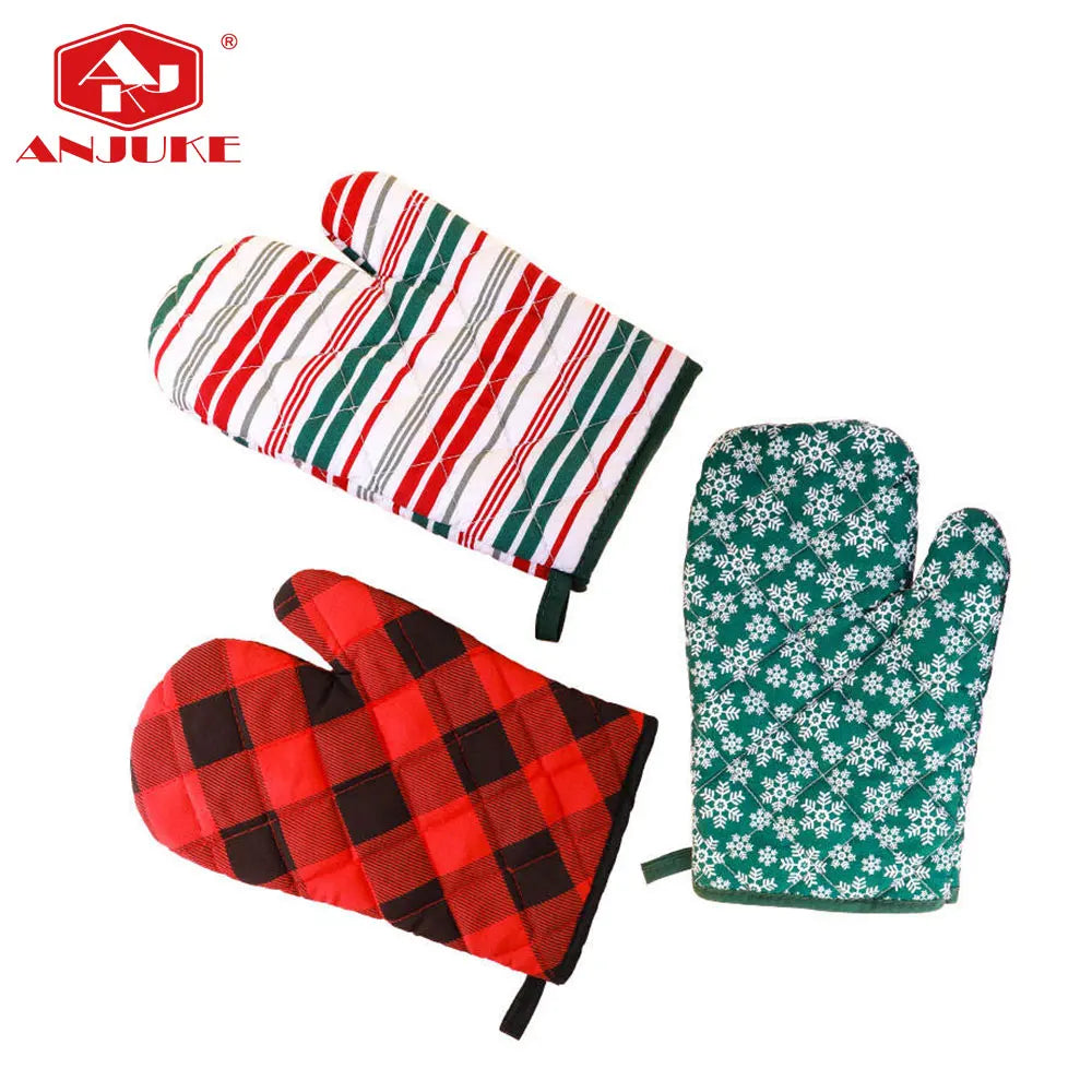 ANJUKE Runtian Cotton Thick Heat-Resistant Tricot Microwave Oven Gloves with Custom Logo 26x17.5 Size for Cooking Grilling & BBQ