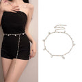 Benmingnian Ladies Adjustable Metal Waist Chain Belt Sweet Princess Pearl Girl Jeans Dress Women Dress Waist Chain Belt