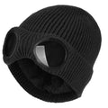 Unisex Knitted Goggle Beanie Hat Winter Warm Windproof Ski Snowboard Skull Cap with Detachable Goggles