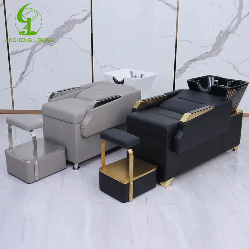 Jincheng Fashion Cheap Hot Sale Beauty Salon Shampoo Backwash Unit Sink Station Washing Hair Bed Tilting Ceramic Sink