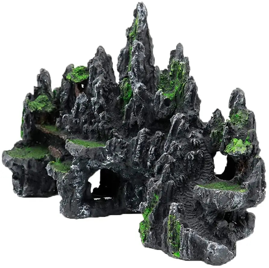 Large Fish Tank Decorations Mountain View Aquarium Ornament Tree House Cave Bridge Fish Tank Decoration