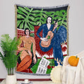 Custom Organic Cotton Designer Tribal Aztec Jacquard Woven Knitted Throw Wearable Bohemian Boho Tapestry Blankets With Fringe
