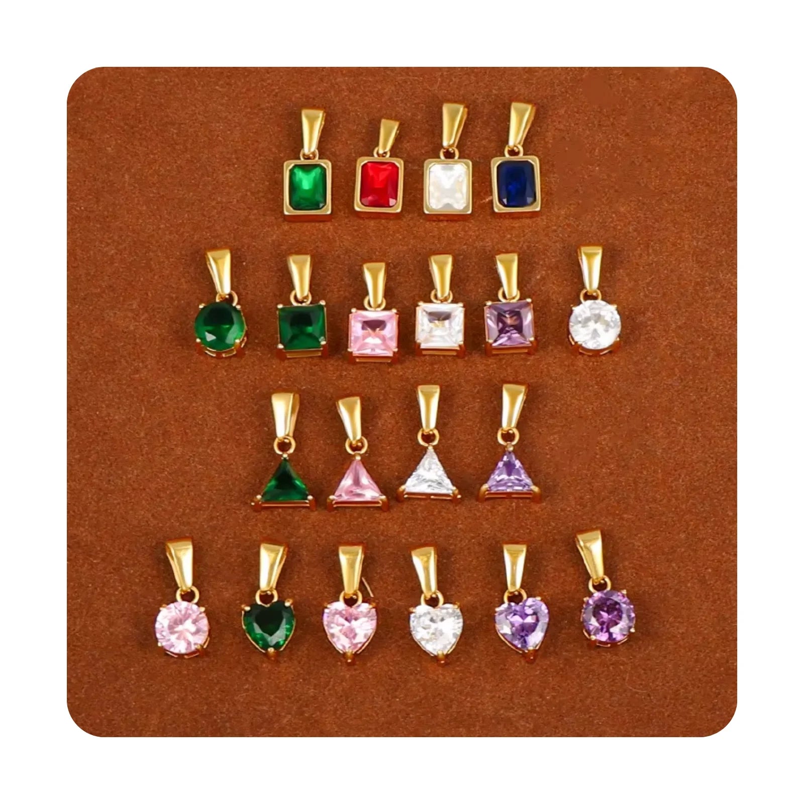2025 Attachable Wholesale Bulk Non Tarnish Pvd Gold Plated Mini Zirconia Charms for Jewelry Making Stainless Steel Waterproof