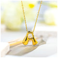 Powell Women's Dainty Cute AB Monogram Puffy Balloon Name Necklace Trendy O Chain Stainless Steel for Parties