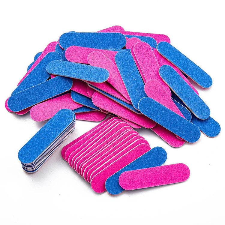 Wholesale Disposable Mini Straight Double Sided Emery Nail File Pink Blue Custom Logo Eco-friendly Cheap for Salon