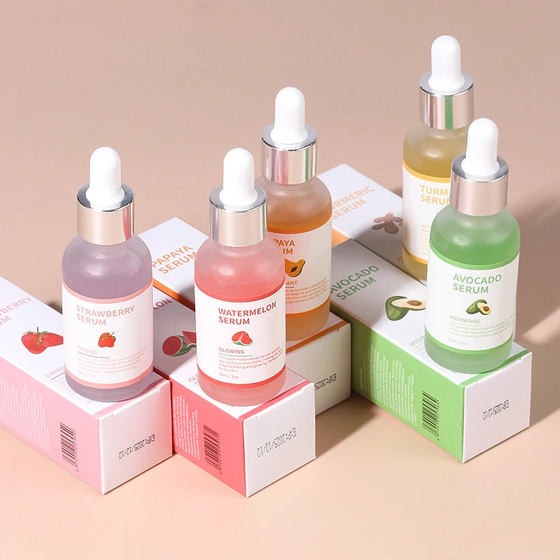 100% Natural Organic Skincare Fruit Extract Serum Lightiening Whitening Watermelon Strawberry Milk Face Serum
