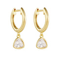 Wholesale Fashion 925 Sterling Silver Jewelry Gold Plated Simple Geometric Triangle Zircon Charm Hoop Earrings for Women