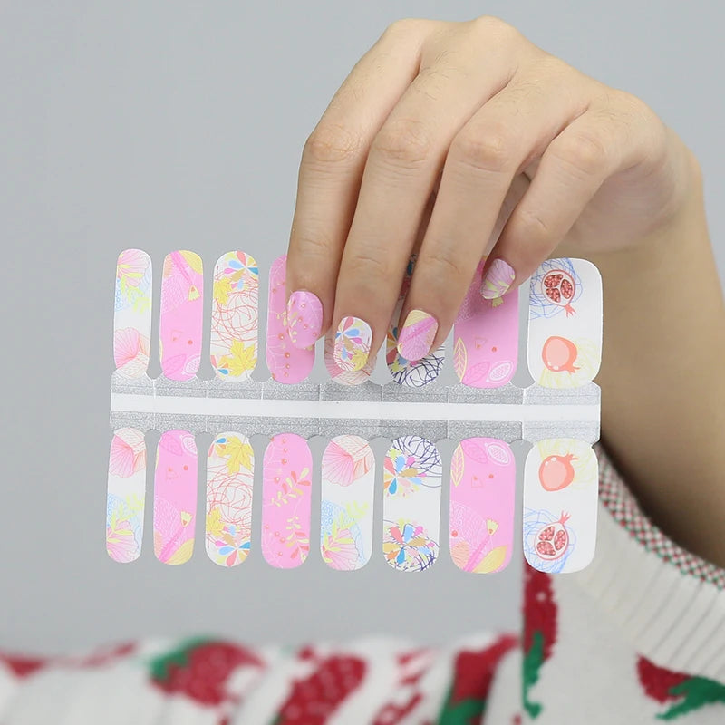 Latest Self-Adhesive Flower Pattern Nail Polish Stickers Full Cover Cute Nail Wraps