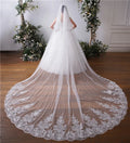 Beautiful Wedding Large Tail Veil 3.5m Embroidery Long Veil Exquisite Lace Row Flower Bridal Veil