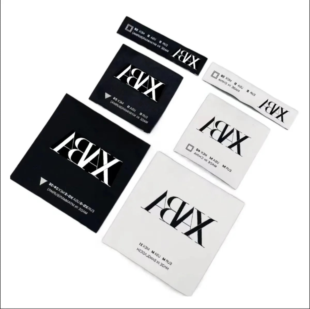 White Label Washable Metal Woven Eco-Friendly Garment Labels with Neck Screen and Price Tag for Clothing Bags Shoes