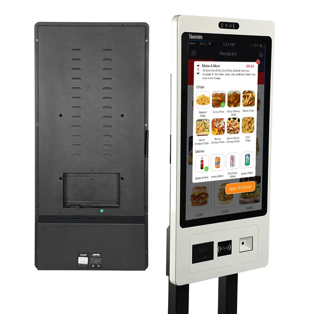 15.6 21.5 Inch Touch Screen Self-service Order Payment Kiosks Window / Android Based Self Service Kiosk with Printer Card Reader