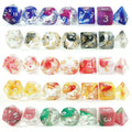 D&D Three Color Translucent Polyhedral Set of Dice Bead Set Include 7pcs 4d 6d 8d 10d 12d 20d Acrylic Plastic Dices for Game