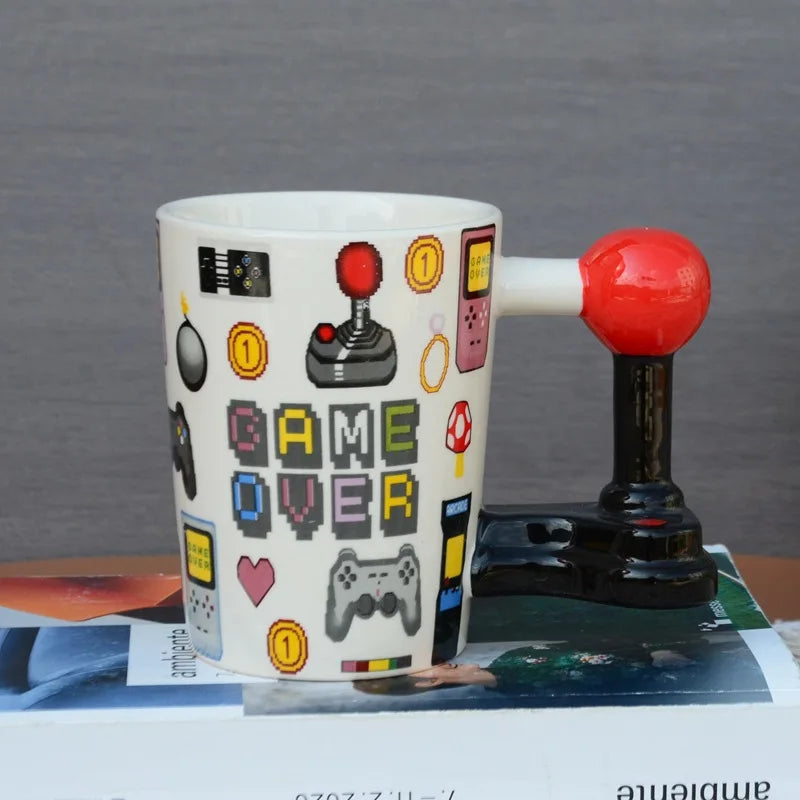 Solhui Wholesale in Stock Ceramics Mugs Boys Game Over Coffee Ceramics Mug With Game Handle
