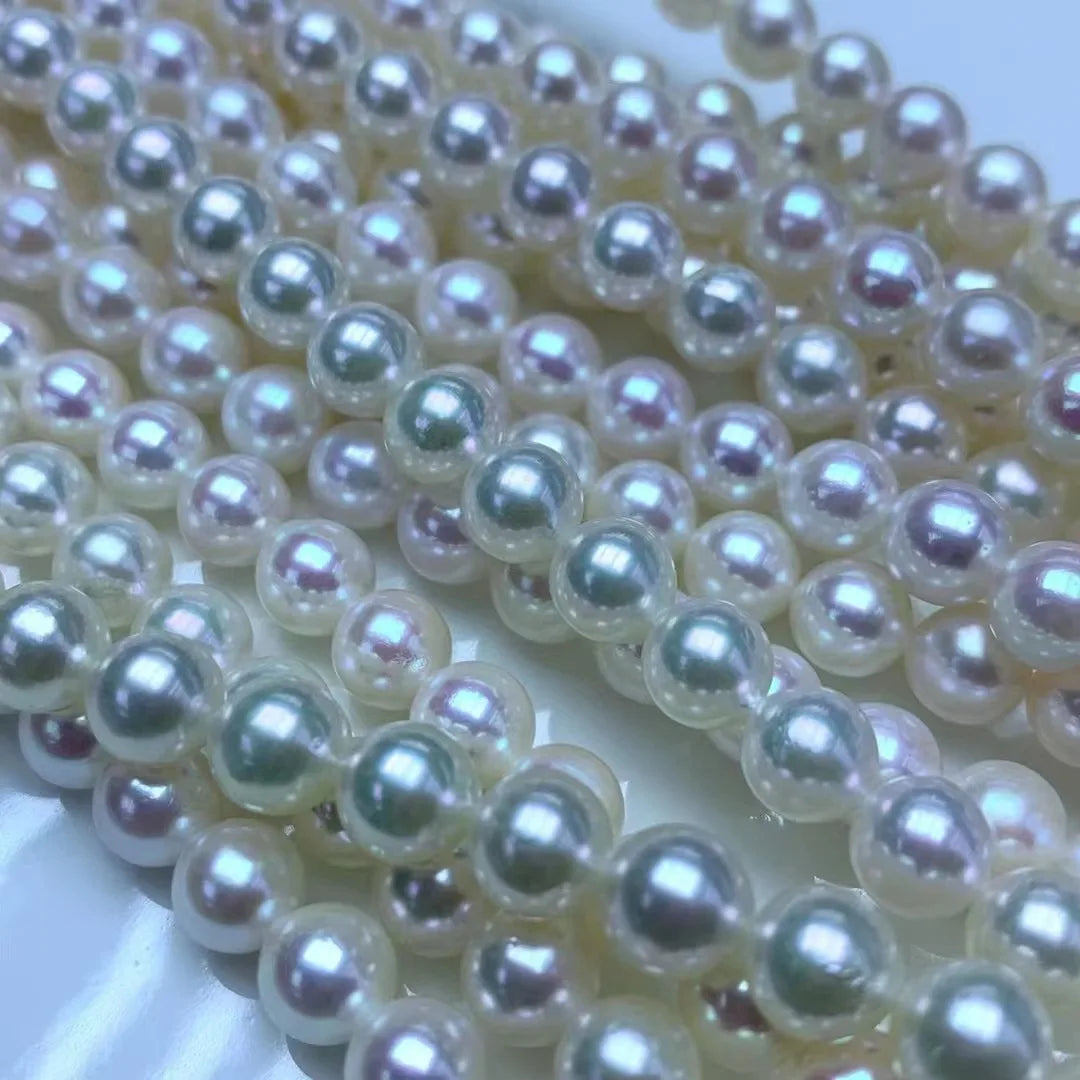 Fine Jewelry High Quality 7-7.5mm Seawater Akoya Natural String White Pearl Necklace for Fine Jewelry Making Wholesale