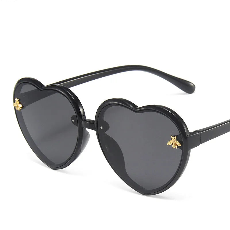 Custom Logo Shiny Heart Kids Bee Sunglasses Transparent Colorful PC Frame for Play and Photos for Children