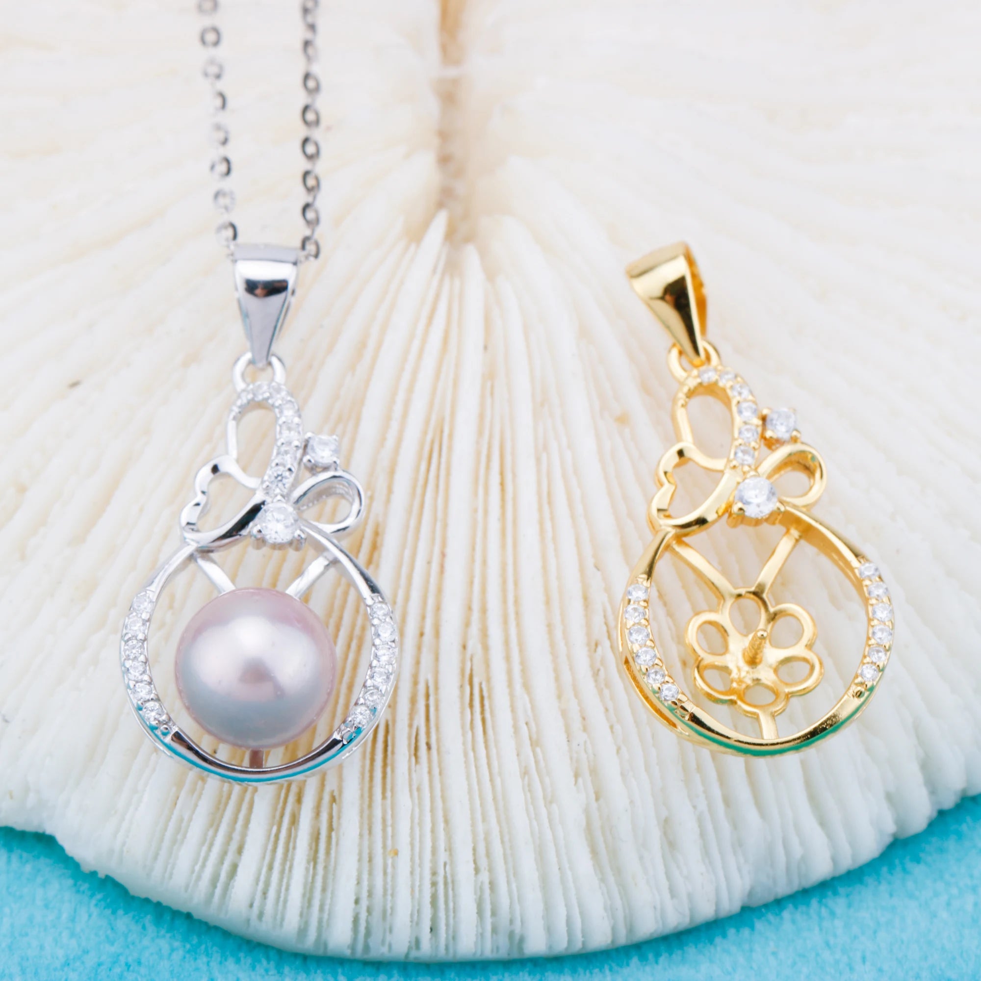 P011003 DIY 6-8mm Natural Freshwater Pearl Pendant Accessory 925 Sterling Silver Engagement Jewelry Necklace for Women