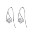 Fashion 925 Sterling Silver Simple Claw Setting 5A Zircon C Shape Women's Earrings Jewelry