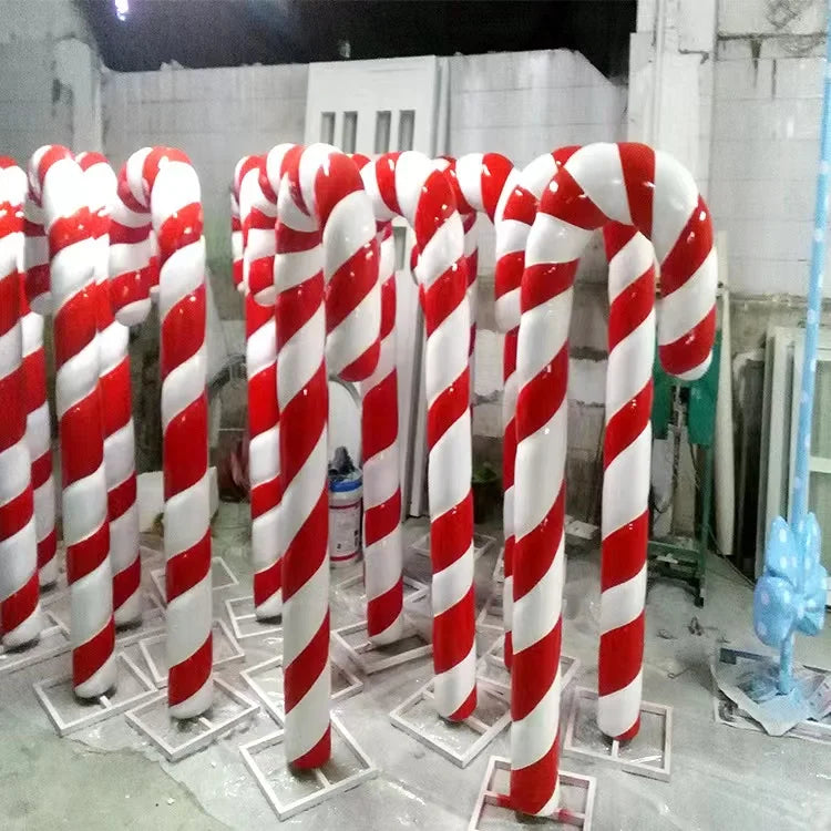 Fiberglass Christmas Sculpture Custom Artificial Resin Giant Candy Props for Party Decoration