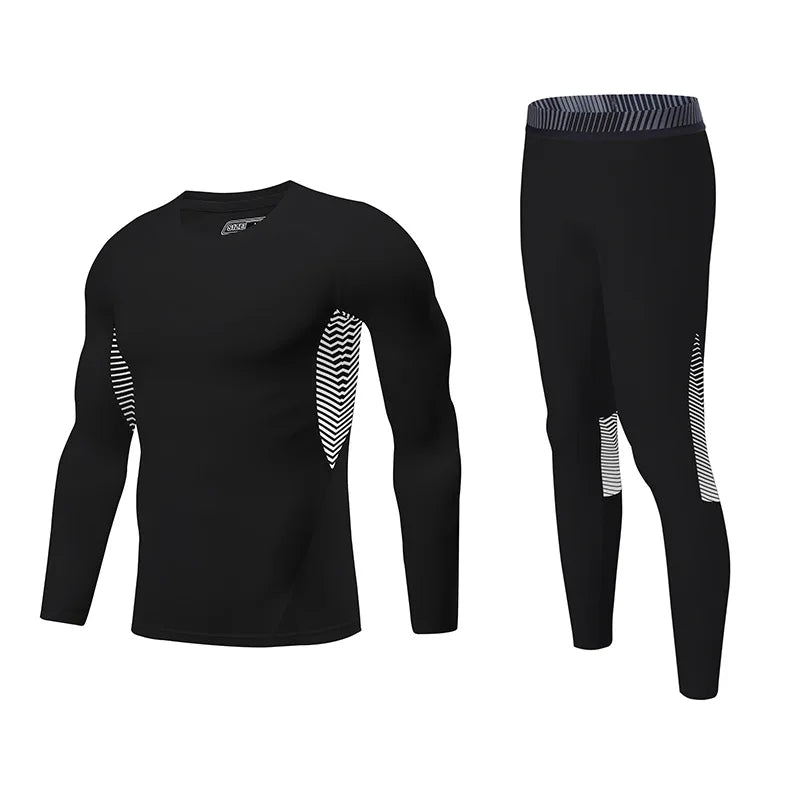 Men's Sport Running Compression Set Long Sleeves T-shirt Snd Skin Tight Pants Fitness Rashguard Man Gym Training Clothes