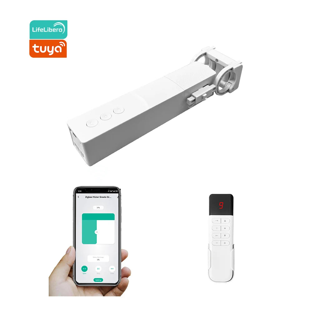 Lifelibero Smart Curtain Driver Robot Alexa Google Home Compatible Sliding Electric Motorized ZigBee Opener for Office Luxury