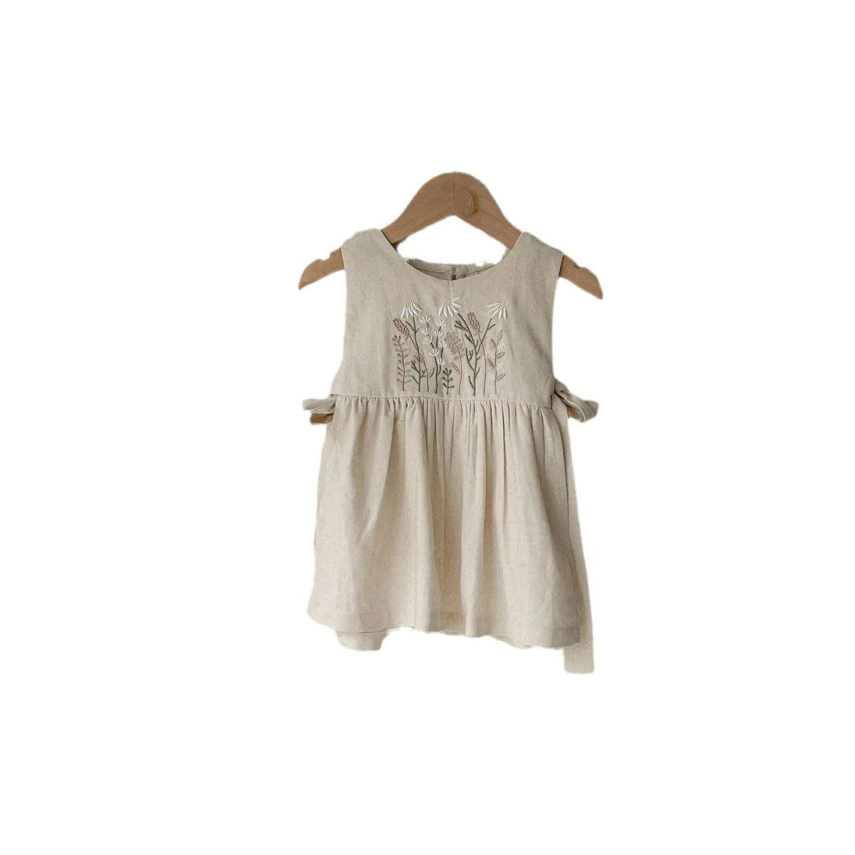 2025 New Style Girl's Cute Sundress for Spring Summer Floral Embroidered Butterfly Strap Apron Style Sleeveless Suspender Dress
