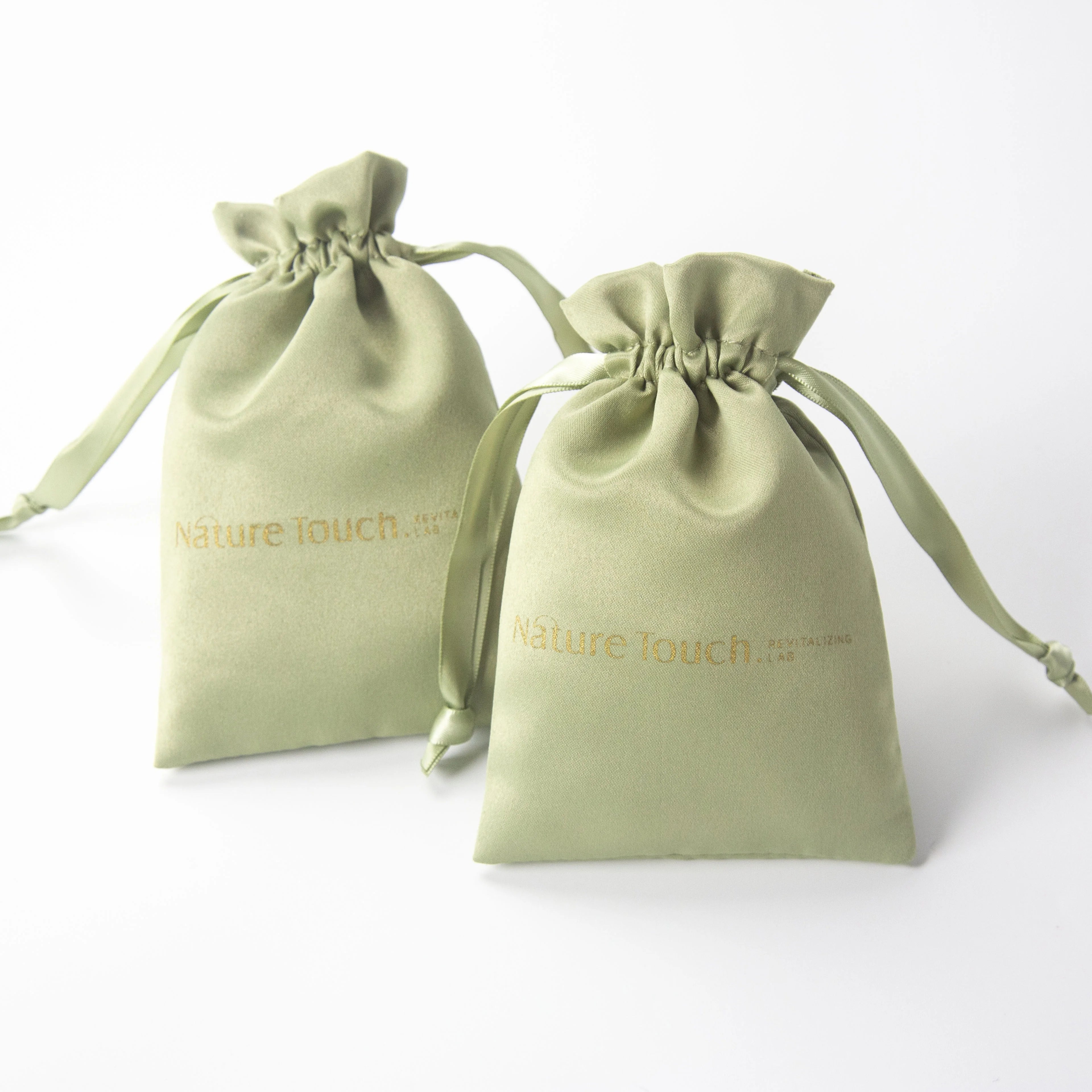 Luxury Custom Silk Satin Drawstring Pouch Bag Ribbon Gift Bags for Packaging & Printing Products