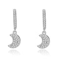Chic micro-inset zircon moon trend 925 sterling silver simple moon short stud earrings