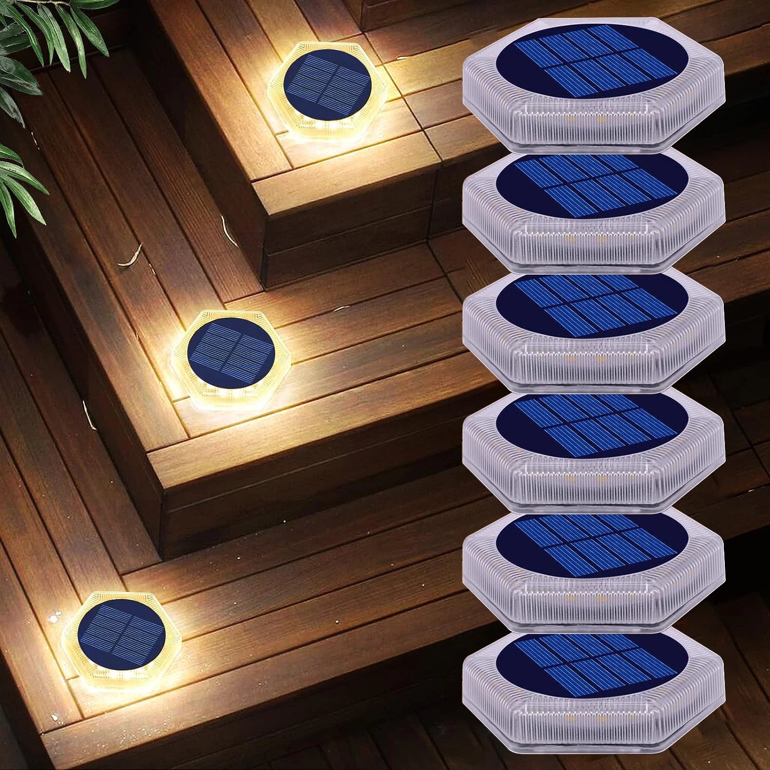 Outdoor Waterproof IP68 PC LED Deck Step Lights Solar Powered Landscape Path Stair Garden Decoration for Balcony Fence Yard