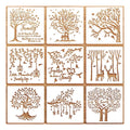 Furniture Wall Floor Decor 9 Pieces Home Tree Template Plastic Painting Stencil Set Wholesale