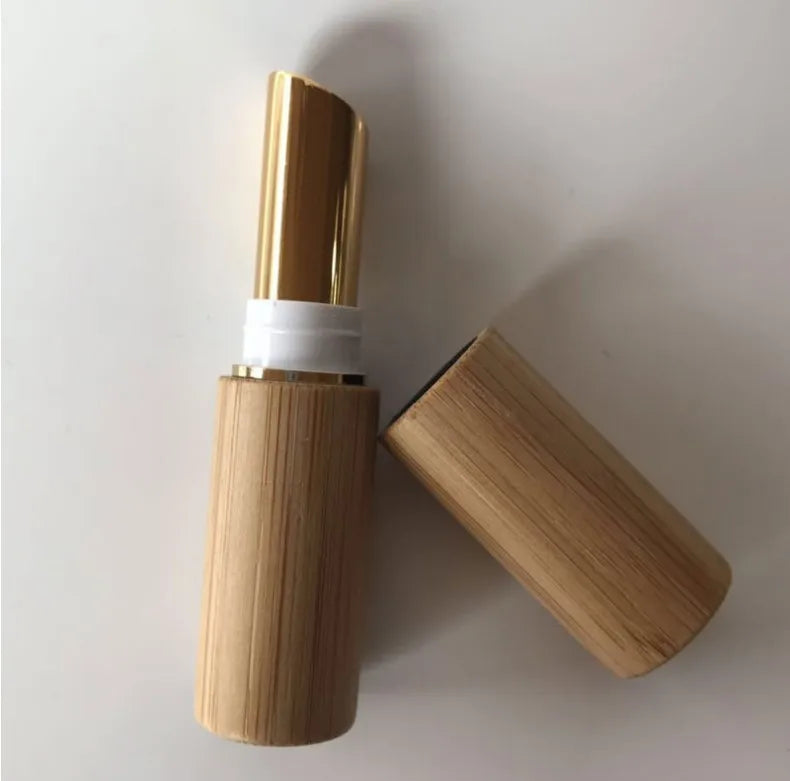 4g Gold Silver Inner Empty Bamboo Plastic Lipstick  Lip Gloss Tube Cosmetic Packaging