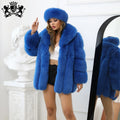 Winter Warm Thick Fox Fur Coats for Women Fashion Saga Italian Blue Fox Fur Coats
