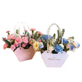 New Arrival Portable White Cardboard Flower Box Special Shape Floral Bag Folded Gift Bag Foil for Flower Shop Premium Bag