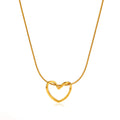 Minimalist Golden Stainless Steel Heart Hollow Pendant Necklace Rust Proof Romantic Twisted Heart Necklace Gifts for Women