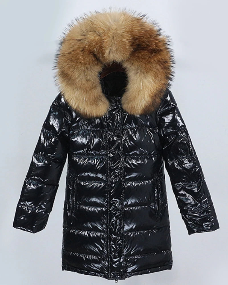 OFTBUY2023 Women's Winter Warm Down Coat with Natural Raccoon Fur Collar Long Duck Jacket Waterproof Streetwear Real Fur Hooded