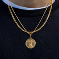 18k Gold Da Vinci Vitruvian Man Pendant Cuban Chain Mens Humankind Necklace Custom Jewelry Vintage Necklace for Men Boyfriend