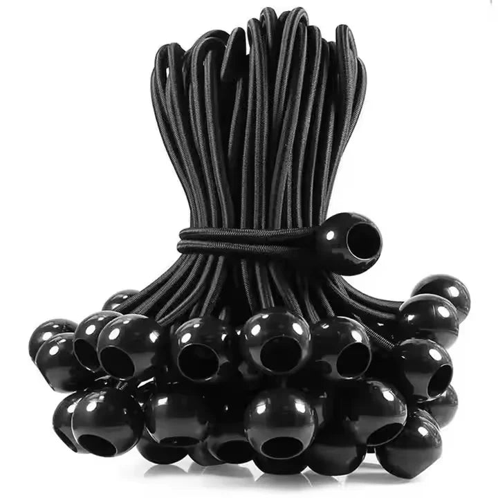 6 Inch Black Ball Bungee Cords Breathable Woven Rubber for Outdoor for Tent Tie-Down in Home Textiles