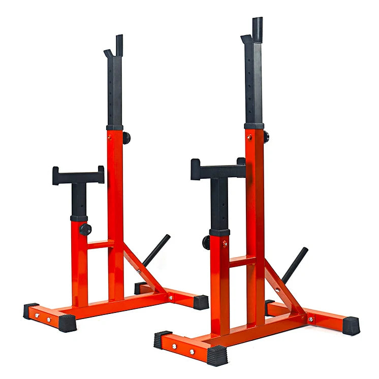 Home Gym 550Lbs Dip Station Portable Dumbbell Racks Sturdy Steel Squat Rack Barbell Free Bench Press Stand