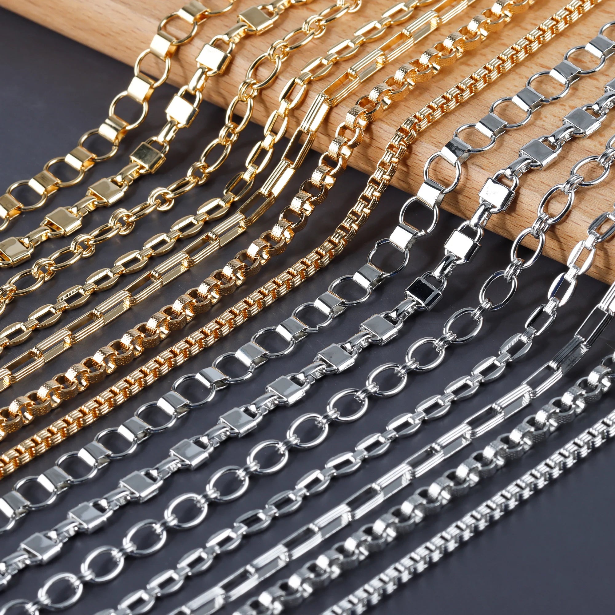 C205 1m/lot Vintage Style Metal Necklace Bracelet DIY Chain 18K Gold Rhodium Plated Copper Jewelry Making Accessories