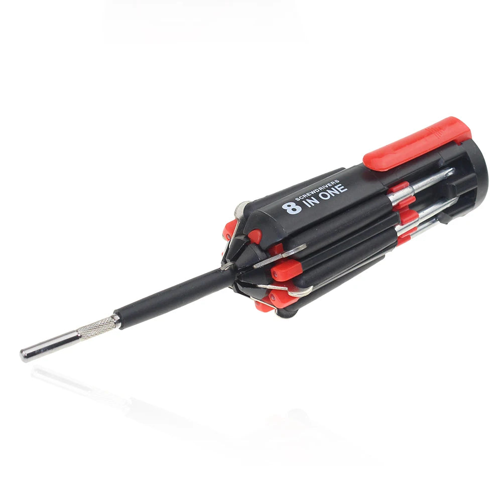 Portable Multifunctional 8 in 1 Screwdriver With Led Flashlight Screwdriver Outdoor Multi-purpose  Bicycle Repair Tool