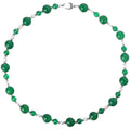Fashion Light Luxury 1cm Natural Green Chalcedony Stone Round Beads Bright White Pearl Beaded Necklace Mom Jewelry Gift