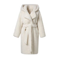Winter Detachable Belt Warm Long Wool Coat Hooded Teddy Bear Coat for Women